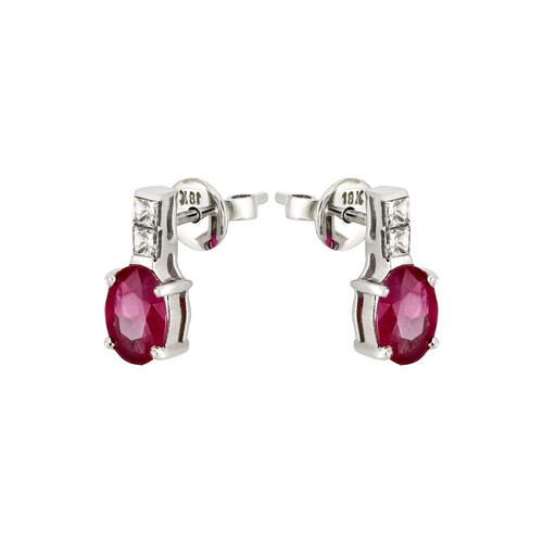 1,69 Ct Pırlantalı Yakut Küpe